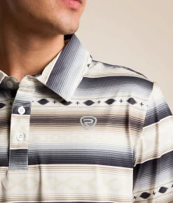Hooey x Rock & Roll Denim Aztec Western Performance Polo Natural Outlet