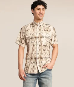 Tops | Hooey Aztec Western Performance Shirt Tan Aztec