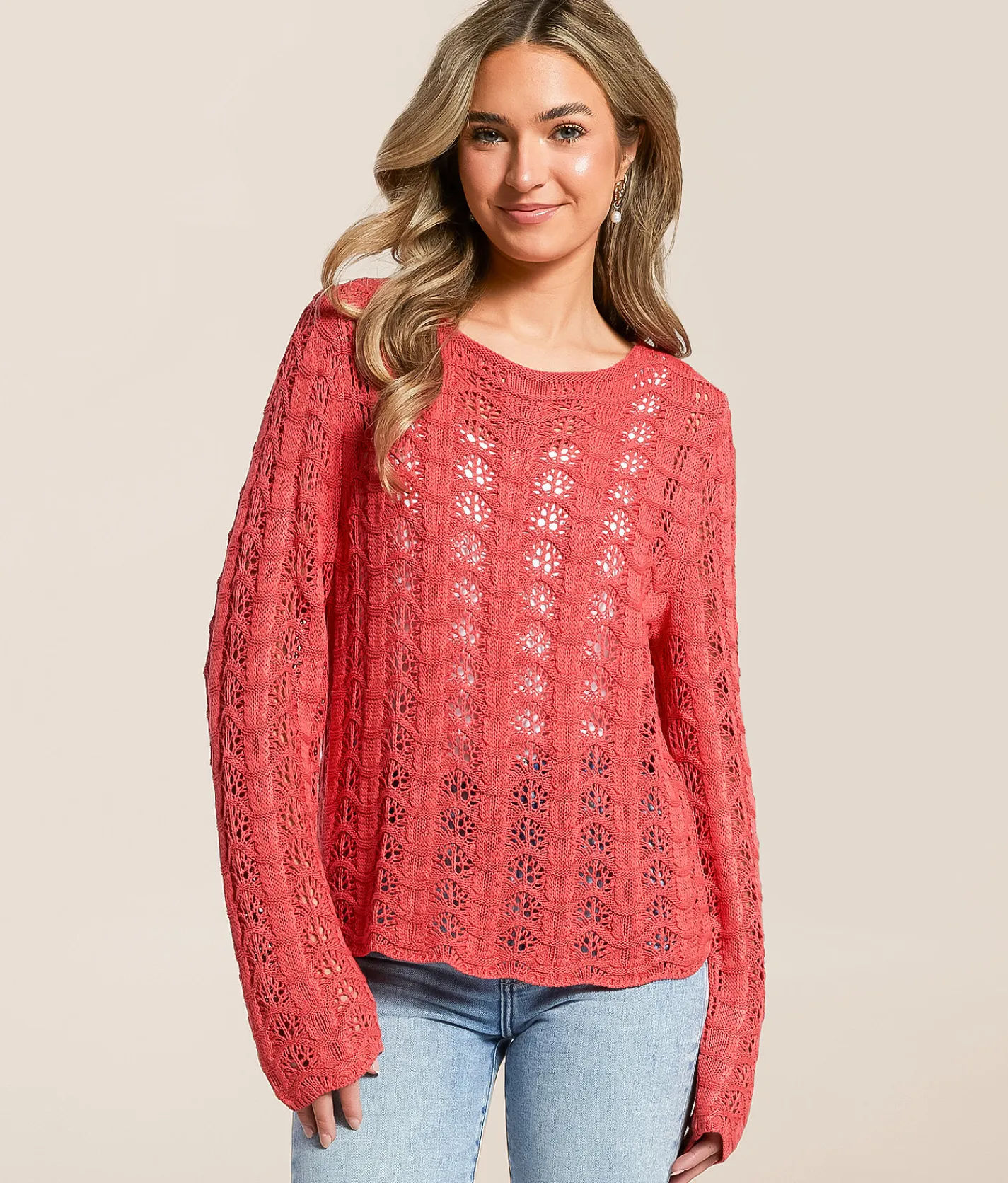 Tops | Z Supply Azura Crochet Sweater Persimmon