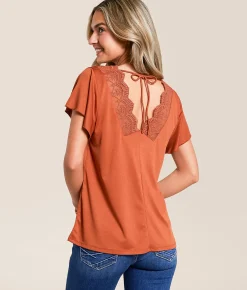 Tops | Daytrip Back Crochet Tie Top Brick