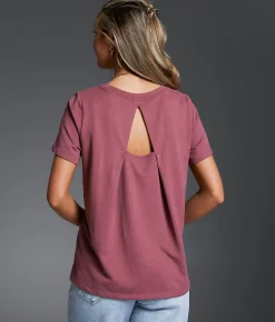 Tops | Buckle Black Back Cut-Out T-Shirt Rose Brown
