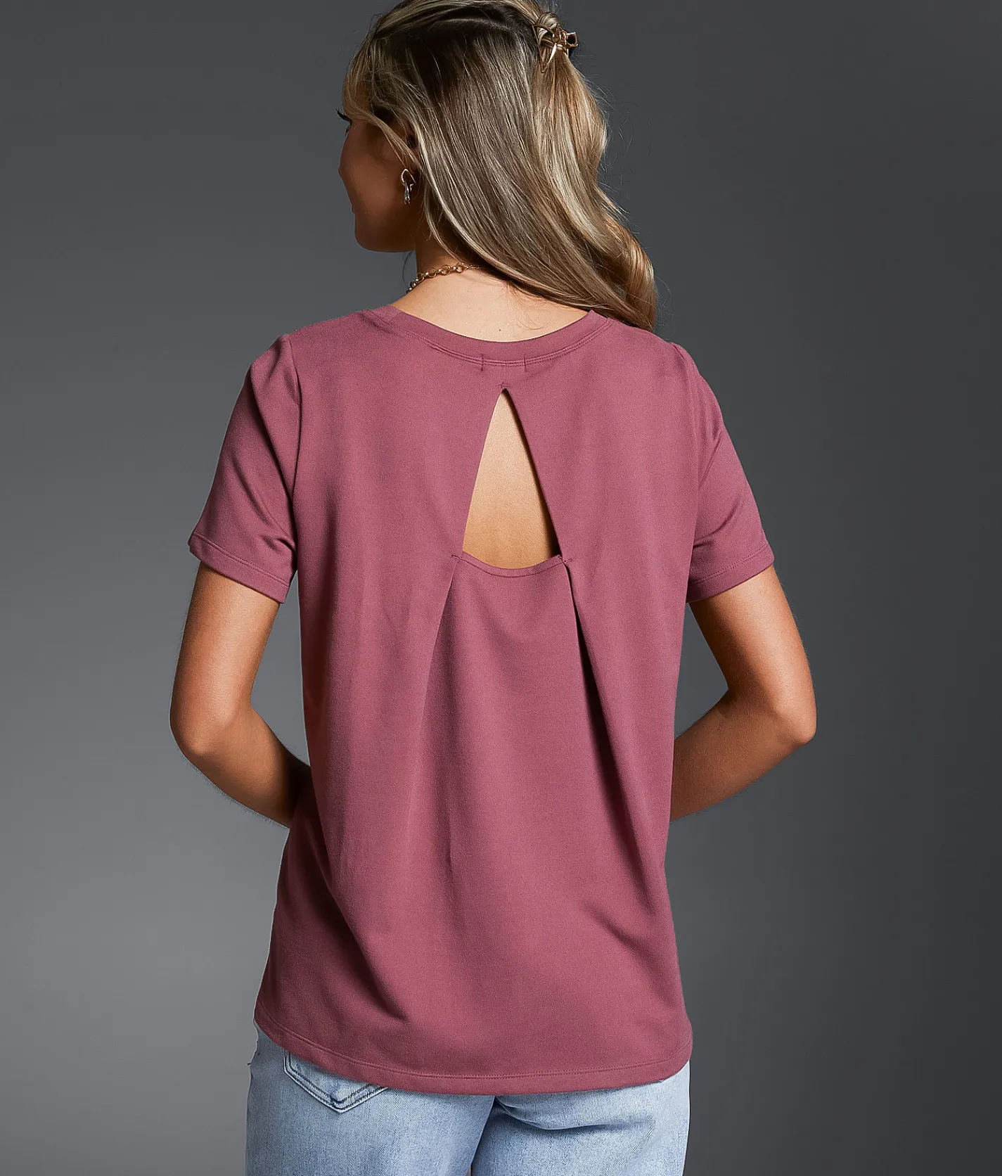 Tops | Buckle Black Back Cut-Out T-Shirt Rose Brown