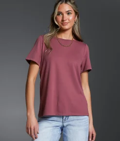 Tops | Buckle Black Back Cut-Out T-Shirt Rose Brown