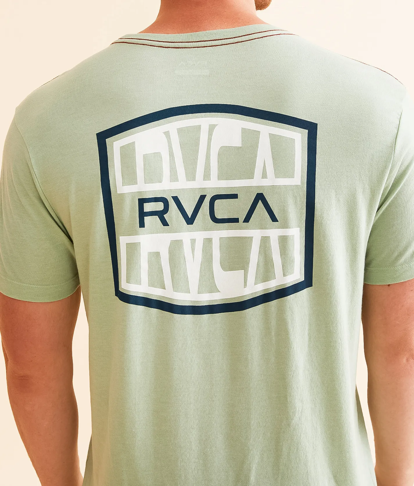 RVCA Badge Split T-Shirt Granite Green New