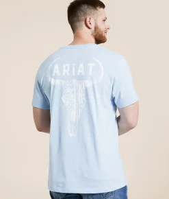Graphic T-Shirts | Ariat Badlands Patriot Skull T-Shirt Sky Blue