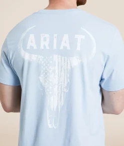Graphic T-Shirts | Ariat Badlands Patriot Skull T-Shirt Sky Blue