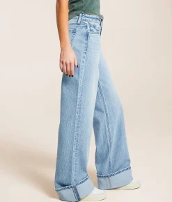 Bottoms | Flying Monkey Baggy Low Rise Wide Leg Stretch Cuffed Jean Elate