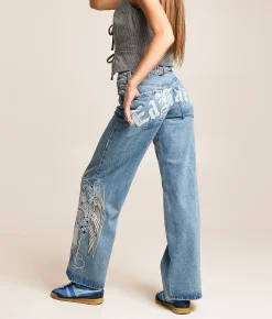 Jeans|Bottoms | Ed Hardy Baggy Wide Leg Jean Washed Blue