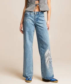 Jeans|Bottoms | Ed Hardy Baggy Wide Leg Jean Washed Blue