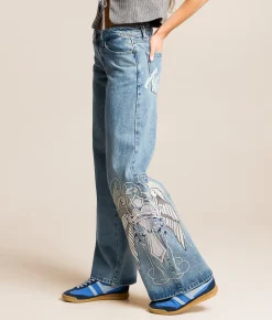 Jeans|Bottoms | Ed Hardy Baggy Wide Leg Jean Washed Blue