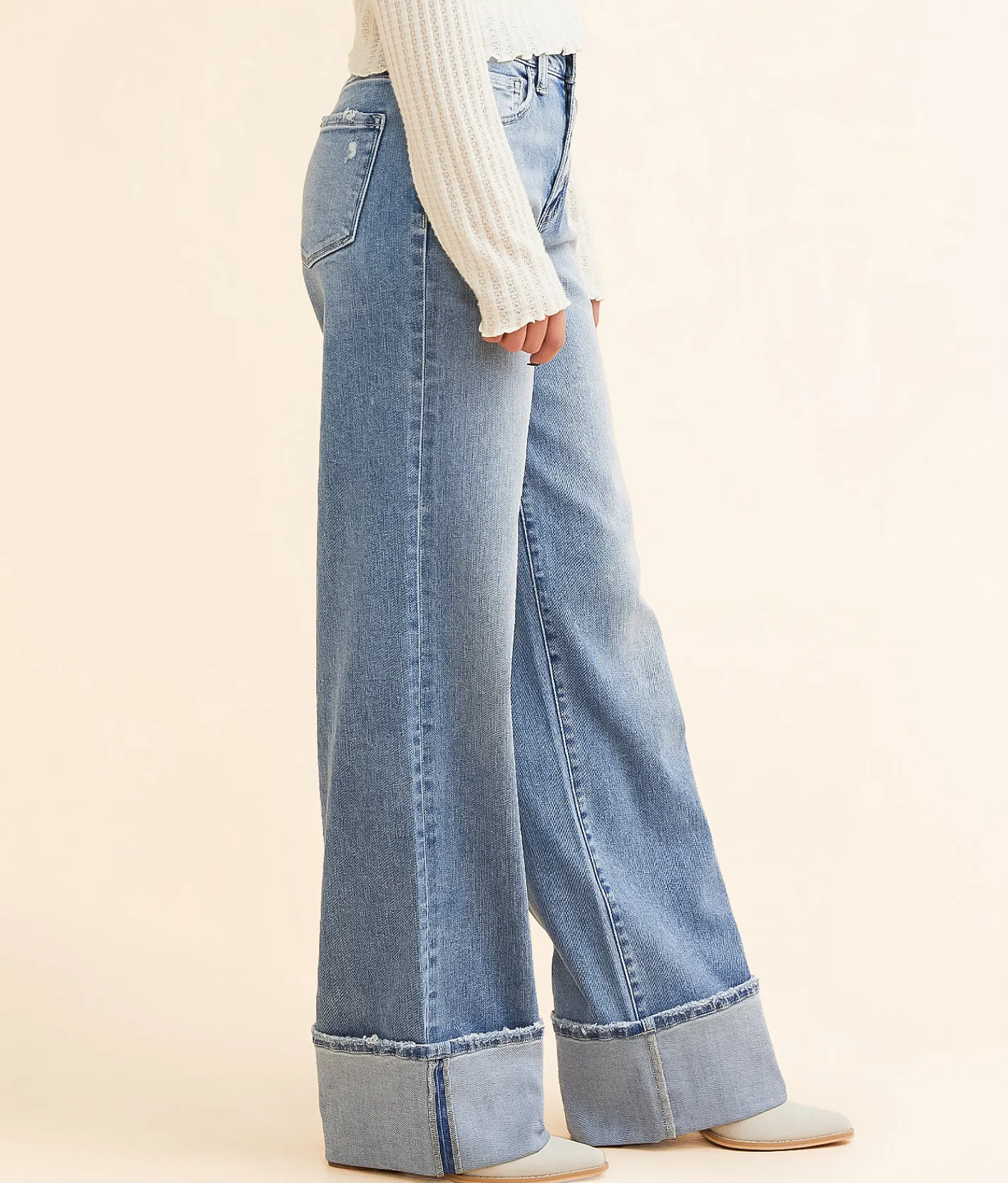 Flying Monkey Baggy Wide Leg Stretch Cuffed Jean Acrobatic Hot