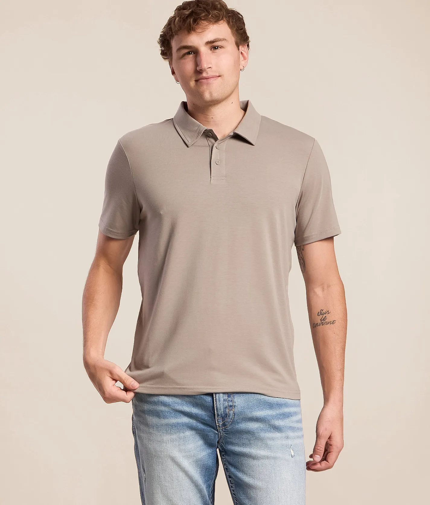 Tops | RVCA Balance Polo Brown Stone