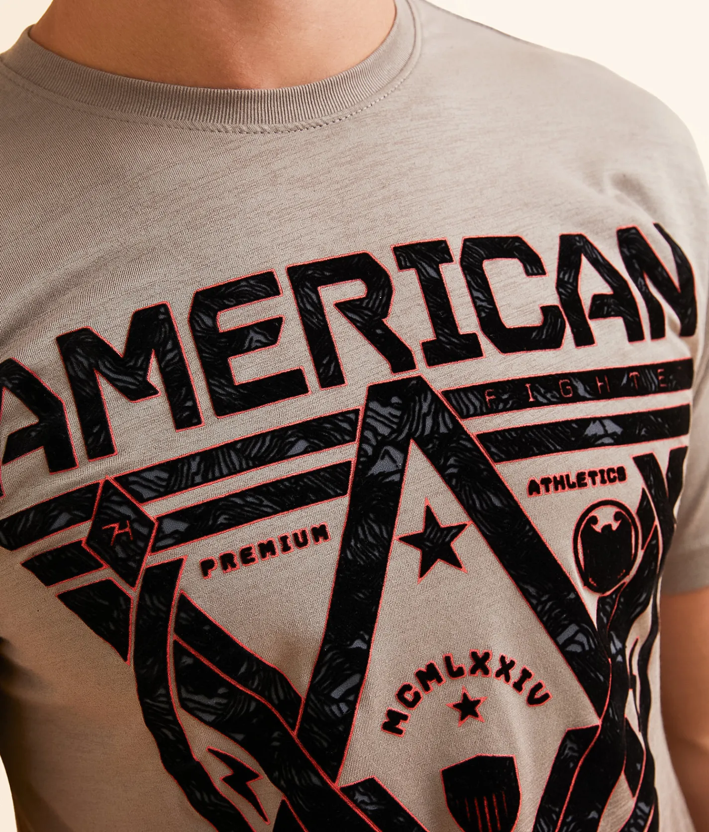 American Fighter Baldridge T-Shirt Taupe Lt Grey Discount