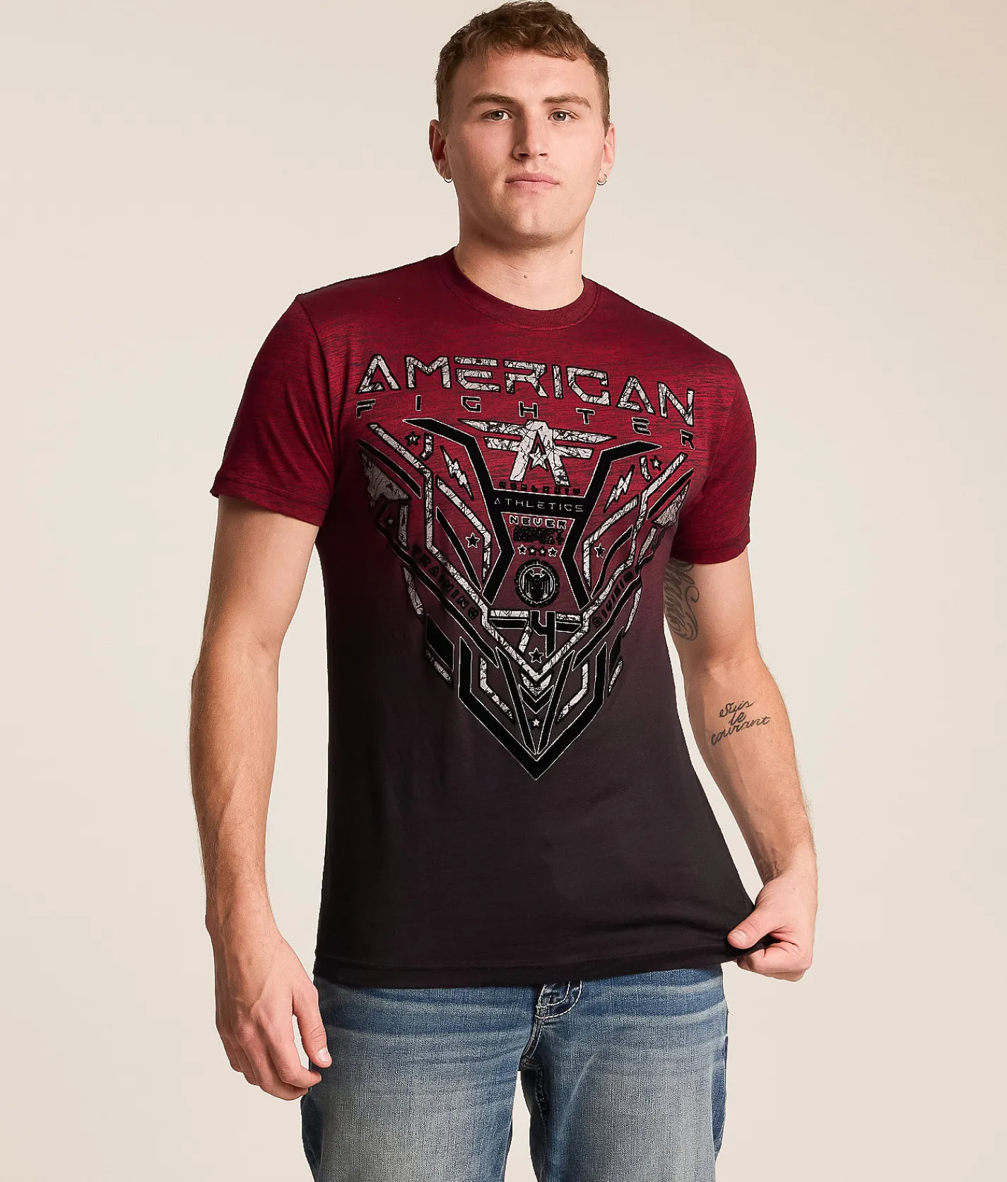 Tops|Graphic T-Shirts | American Fighter Ballard T-Shirt Jester Red Black