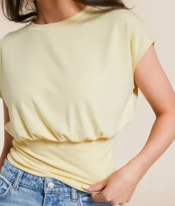 Willow & Root Banded Hem Top Banana Cream Outlet