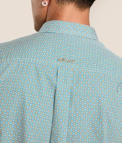 Tops | Ariat Banner Classic Shirt Aqua Blue