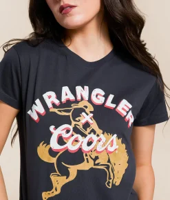 Wrangler® x Coors® Banquet Cowboy T-Shirt Washed Black Clearance