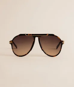BKE Bar Aviator Sunglasses Tort Gold