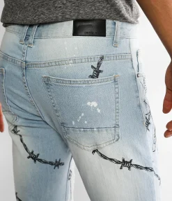 Smoke Rise® Barbed Wire Taper Stretch Jean Speckle Blue Sale