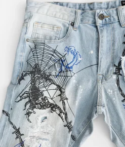 Smoke Rise® Barbed Wire Taper Stretch Jean Speckle Blue Sale