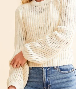 Z Supply Bardot Cropped Sweater Sea Salt New