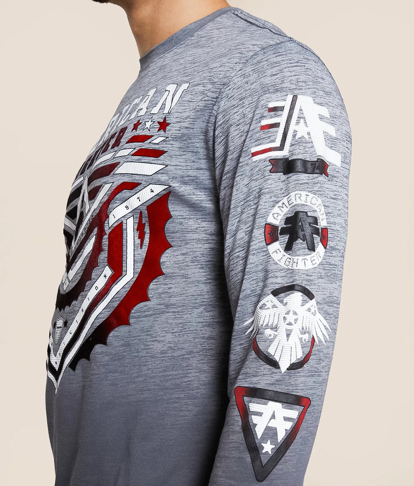 Tops|Graphic T-Shirts | American Fighter Barnhill T-Shirt Heather Grey Tetris