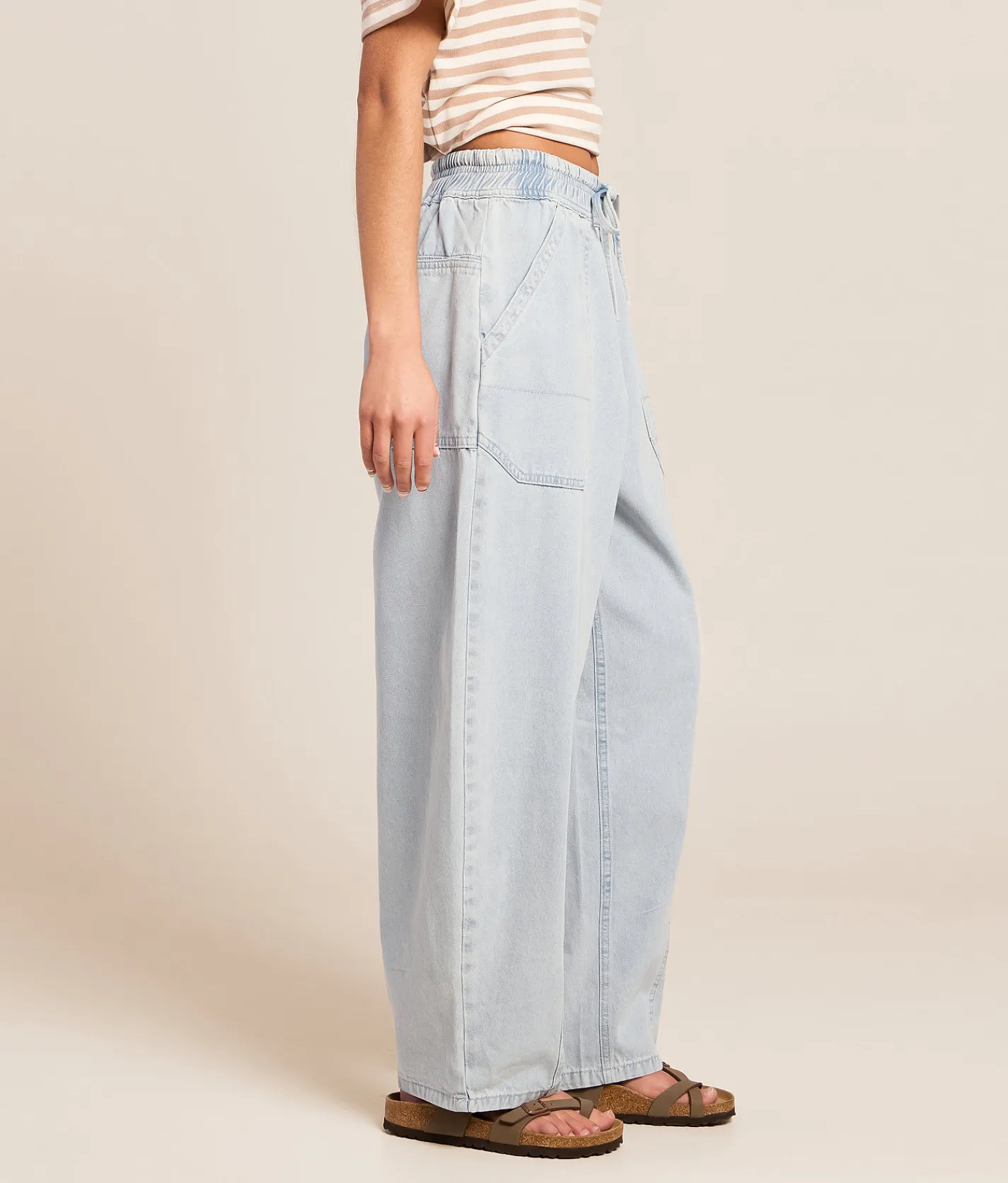 Jeans|Bottoms | Very J Barrel Chambray Pull On Jean Lt Indigo
