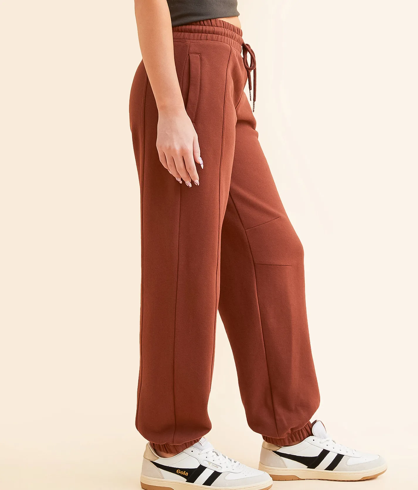 Gilded Intent Barrel Knit Sweatpant Cinnamon Spice