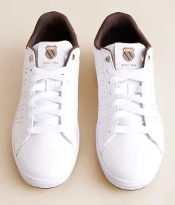 K-Swiss Base Court Leather Sneaker White Toasted Coconut Brn Outlet