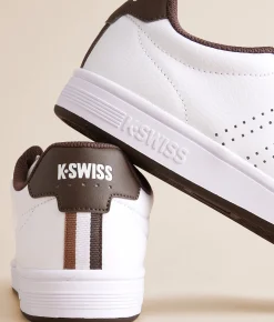 K-Swiss Base Court Leather Sneaker White Toasted Coconut Brn Outlet