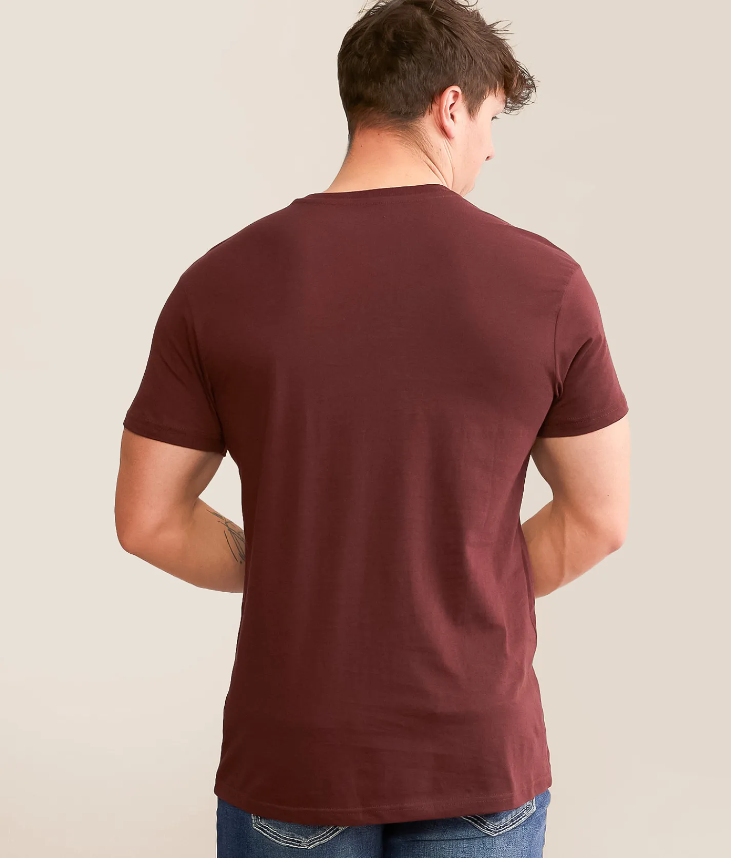 BKE Basic T-Shirt Burgundy Outlet