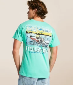 Fieldstone Bass Boat Speeding T-Shirt Biscay Green Online