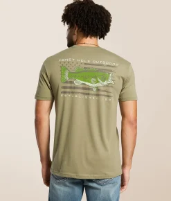 Honey Hole® Bass Flag T-Shirt Light Olive Hot