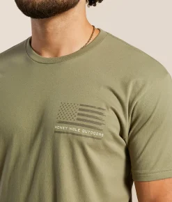 Tops | Honey Hole® Bass Flag T-Shirt Light Olive