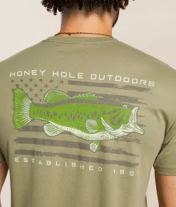 Tops | Honey Hole® Bass Flag T-Shirt Light Olive