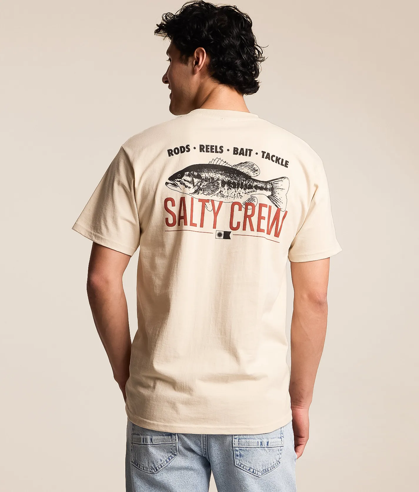Salty Crew Bass Sign T-Shirt Cream New