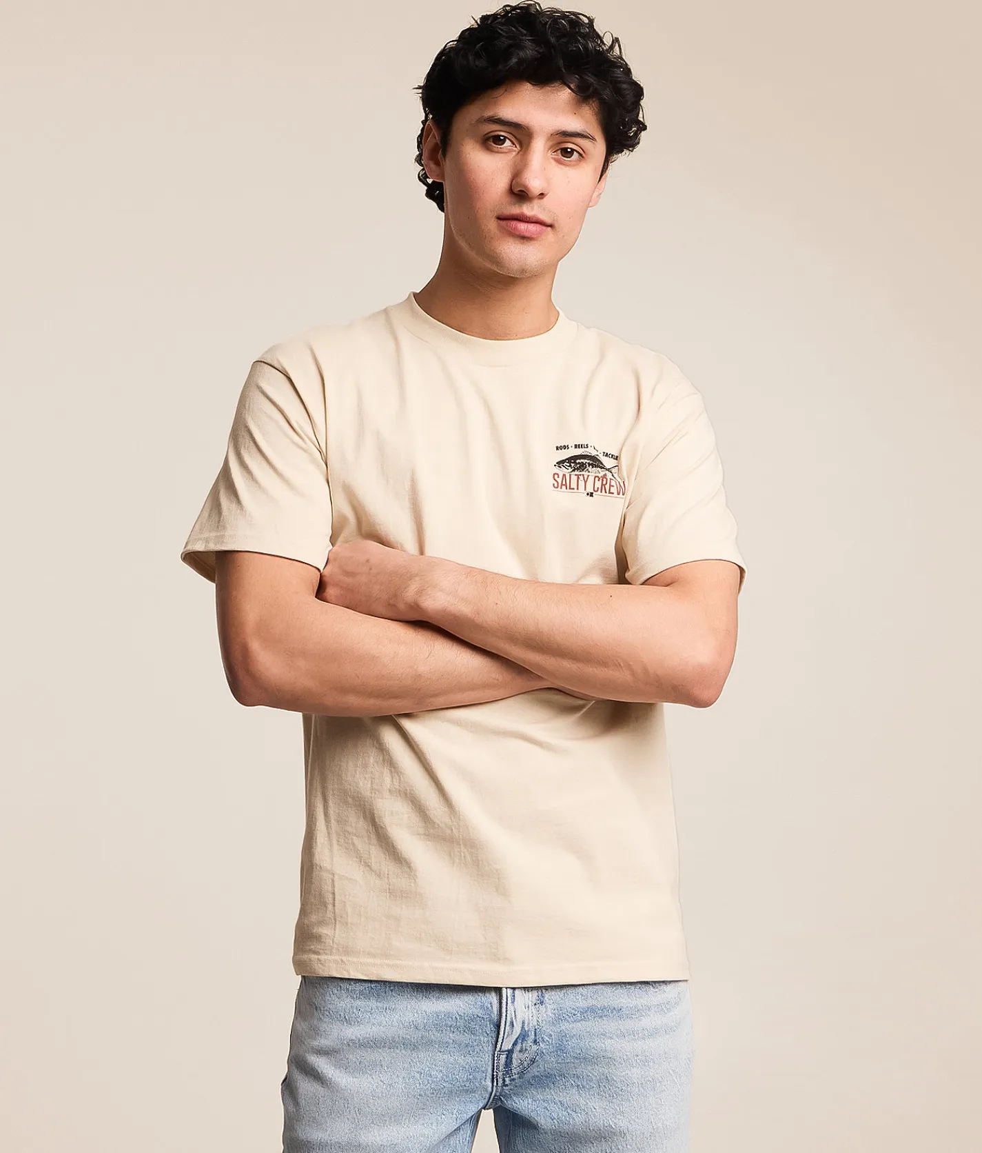 Salty Crew Bass Sign T-Shirt Cream New