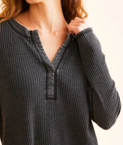 White Crow Baylee Waffle Knit Top Black Outlet