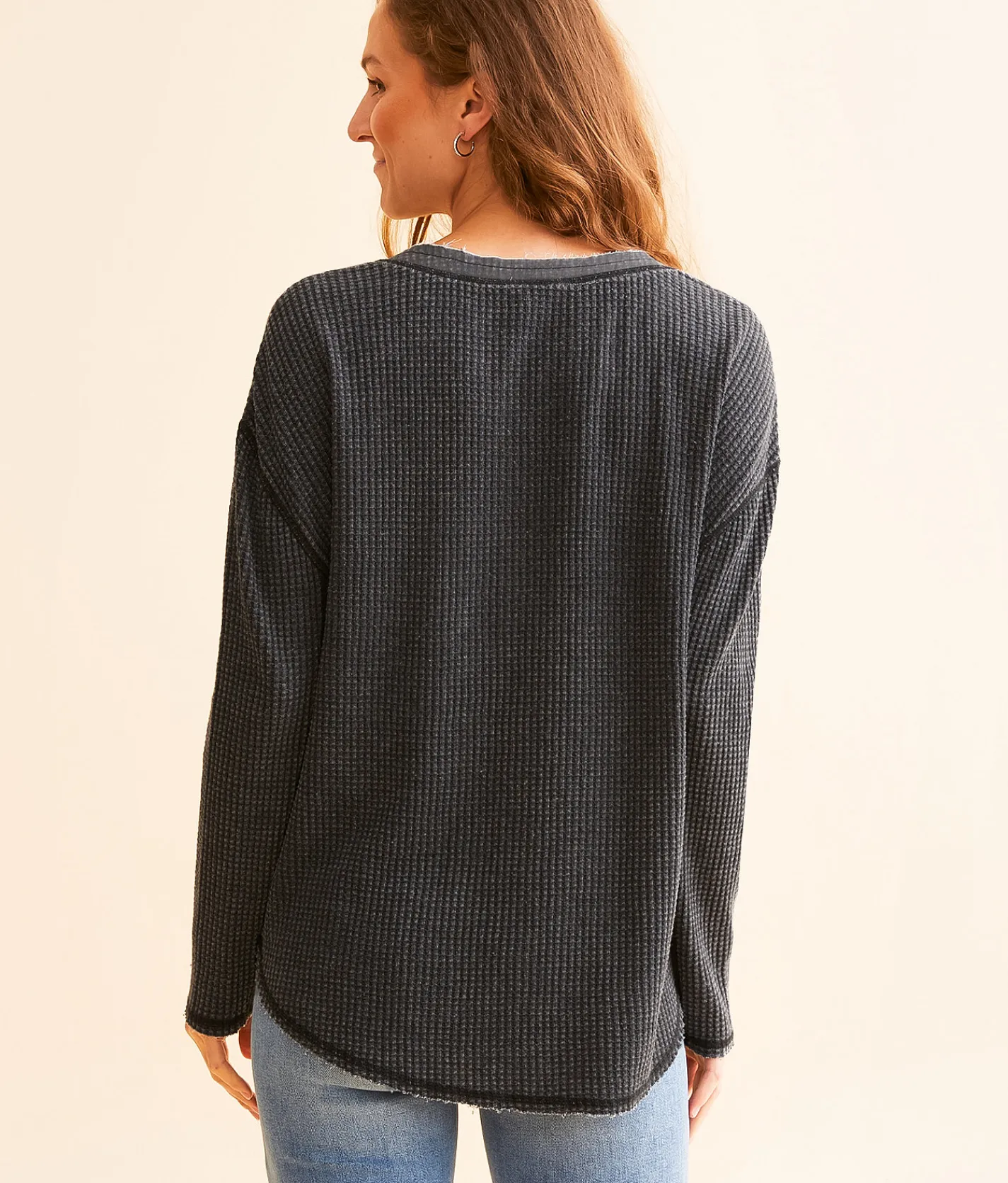 White Crow Baylee Waffle Knit Top Black Outlet