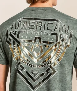 Tops|Graphic T-Shirts | American Fighter Bay View T-Shirt Sage Dark Sage