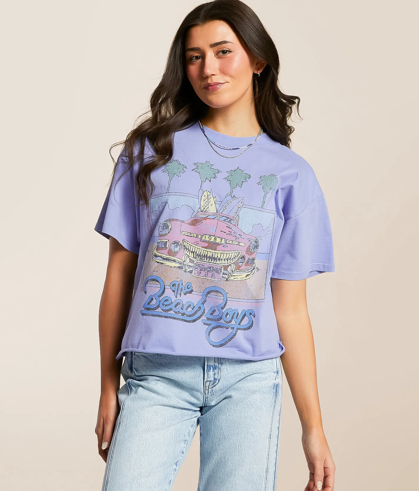 Goodie Two Sleeves Beach Boys Band T-Shirt Pale Iris