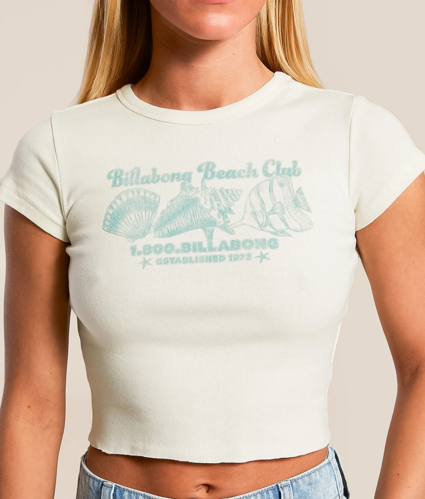 Billabong Beach Club Cropped Baby T-Shirt White Cap New