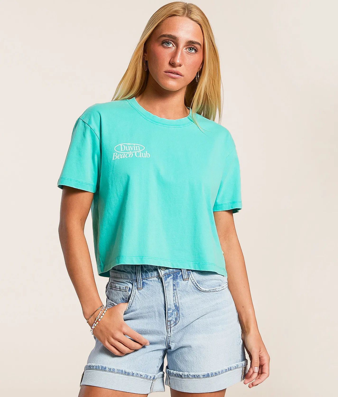 Tops | Duvin Beach Club Cropped T-Shirt Marine