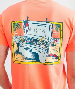 Graphic T-Shirts | Old Row Beach Cooler T-Shirt Neon Red Orange