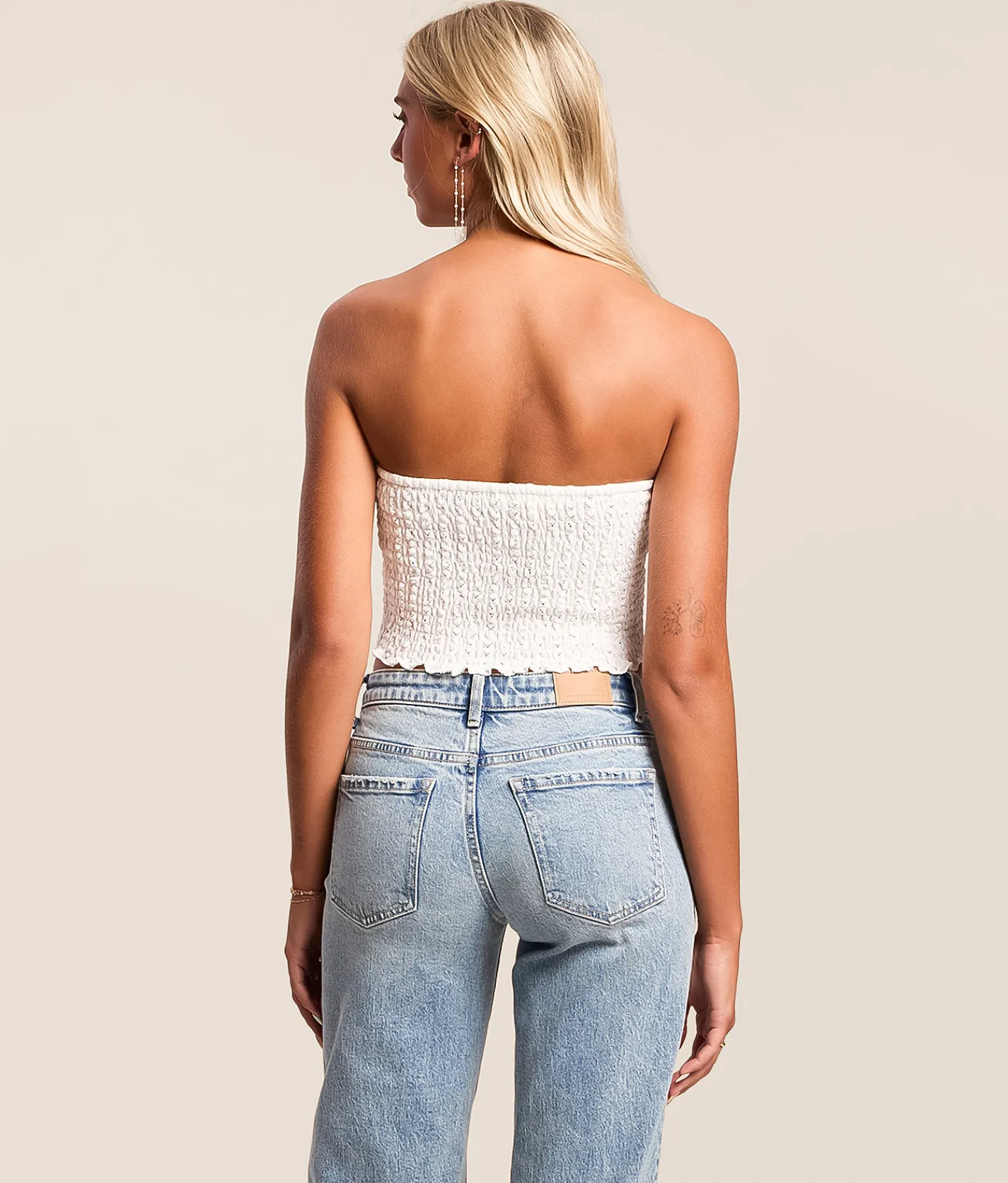 Tops | Willow & Root Beaded Fringe Hanky Tube Top Cream