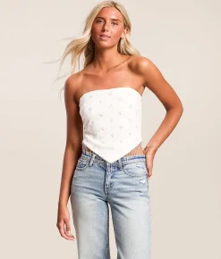 Tops | Willow & Root Beaded Fringe Hanky Tube Top Cream