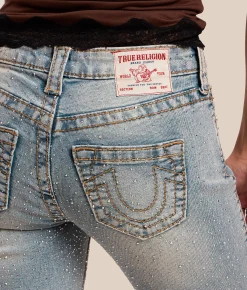 True Religion Becca Rhinestone Boot Stretch Jean Glitter Dust Discount