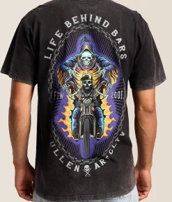 Sullen Behind Bars T-Shirt Jet Black Reverse Spray M Clearance