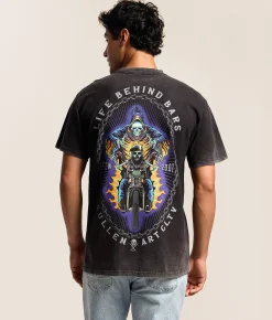Sullen Behind Bars T-Shirt Jet Black Reverse Spray M Clearance