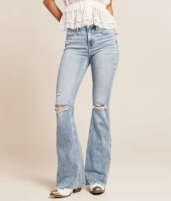 Jeans|Bottoms | VERVET by Flying Monkey Bella High Rise Flare Stretch Jean Sprightly